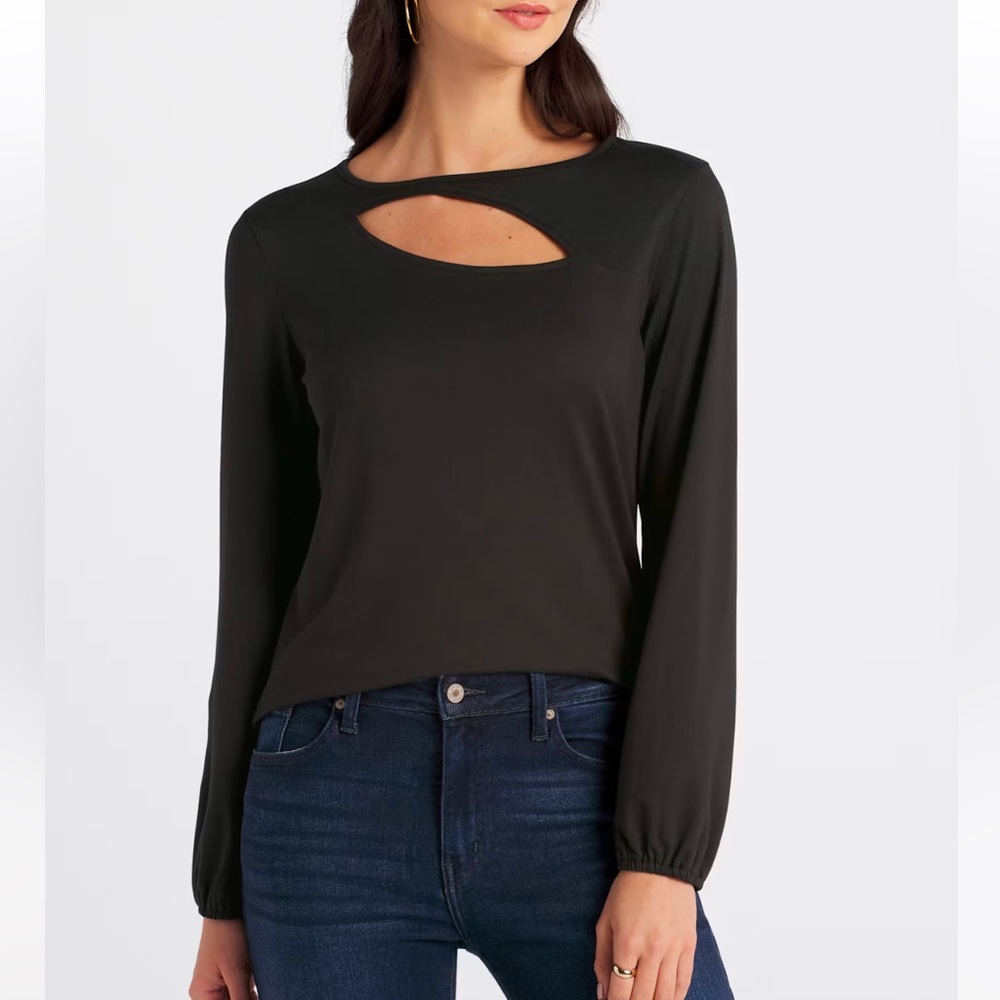 Bobeau Black Cutout Blouse (New with tags)